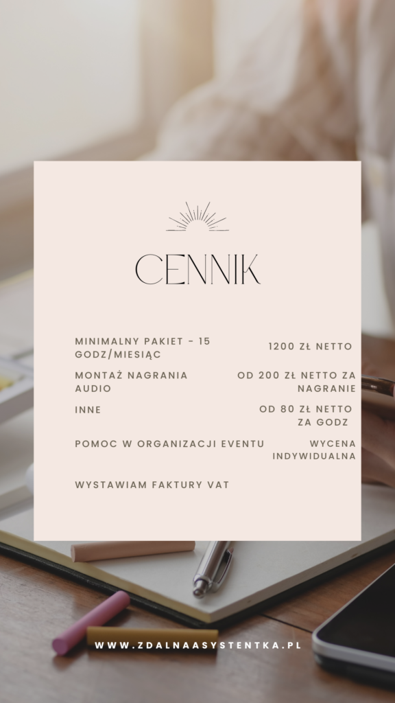 Cennik Zdalna Asystentka